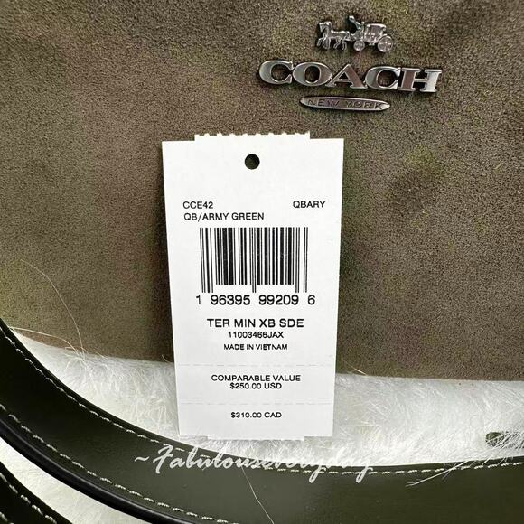 Coach Teri Mini Shoulder/Crossbody Bag In Suede/Gunmetal/Army Green CCE42 NWT - Picture 5 of 8